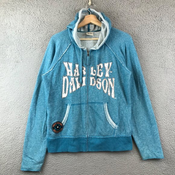 HARLEY DAVIDSON Zip Up Jacket Wing Sweatshirt Hoodie Women M - Picture 2 of 9